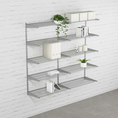 Walteco Nástěnná regálová sestava DOUBLE, 1500x1630 mm, stříbrná 330 mm , SHSID300