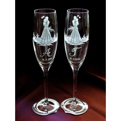 Rytiskla cz svatební skleničky s monogramem a datumem 602 s p d sd 2 x 170 ml