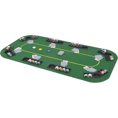 vidaXL Сгъваем покер плот за маса за 8 играчи, правоъгълен, зелен (80208)