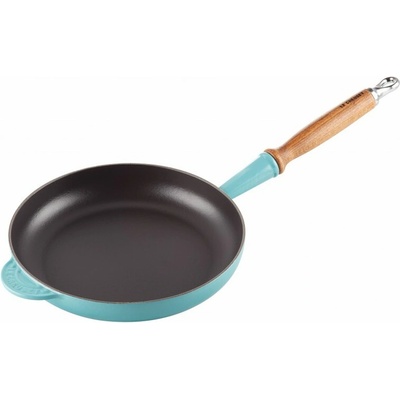 Le Creuset panvica okrúhla s drevenou rúčkou Karibská modrá 24 cm