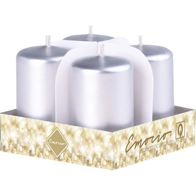 Emocio adventní válec 4ks 38x60 stříbrné
