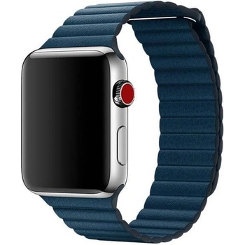 Apple Оригинална кожена каишка от естествена кожа за Apple Watch 42мм, 44мм, 45мм, 46мм, Ultra, Ultra 2, Ultra 3 49мм - Apple Leather Loop Cosmos Blue Large (MQV72ZM/A)