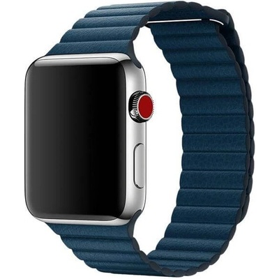 Apple Оригинална кожена каишка от естествена кожа за Apple Watch 42мм, 44мм, 45мм, 46мм, Ultra, Ultra 2, Ultra 3 49мм - Apple Leather Loop Cosmos Blue Large (MQV72ZM/A)