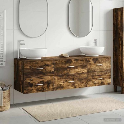 vidaXL Комплект мебели за баня 3 бр. Опушен дъб 49, 5 x 44, 5 x 65 см (3405895)