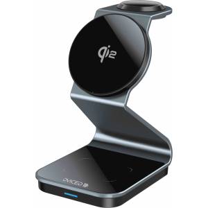 Dviced 3-in-1 Magnetic Qi2 wireless charger stand w cable, wall charger - Tarnish gray (DV230009) - officeshop