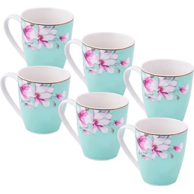 Morello Порцеланов сервиз за топли напитки Morello - Tiffany Blue Magnolia, 6 чаши, 360 ml (C1035)