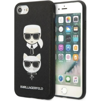 KARL LAGERFELD Кейс Karl Lagerfeld KLHCI8SAKICKCBK за iPhone 7/8 / SE 2020 / SE 2022, черен / черен, твърд, Saffiano Karl&Choupette Head (3666339054984)