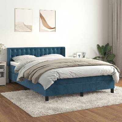 Petrashop 3131199 Boxspring postel s matrací tmavě modrá samet Modrá