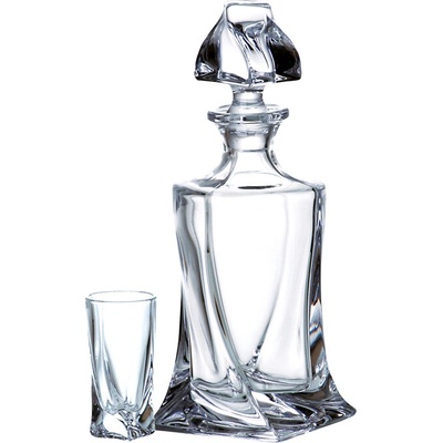 Bohemia Crystalite Shot set Quadro obsahuje 1 karafu s objemem 0,5 l a 6 sklenic s objemem 50 ml