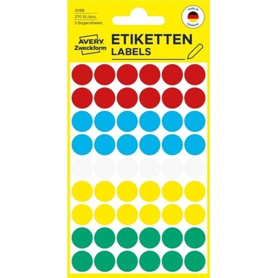 Avery Zweckform 3088 Kulaté značkovací etikety 12 mm 270 ks mix barev