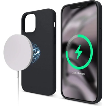 elago MagSafe Soft Silicone Case - силиконов (TPU) калъф с вграден магнитен конектор (MagSafe) за iPhone 12 Pro Max (черен)