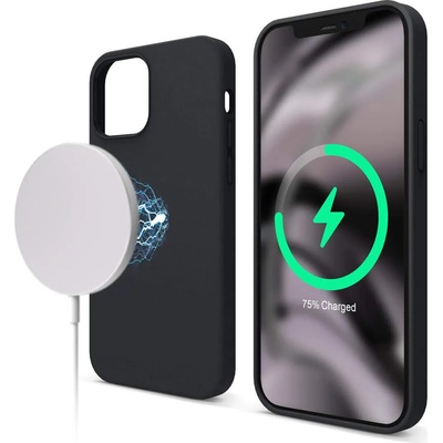 elago MagSafe Soft Silicone Case - силиконов (TPU) калъф с вграден магнитен конектор (MagSafe) за iPhone 12 Pro Max (черен)
