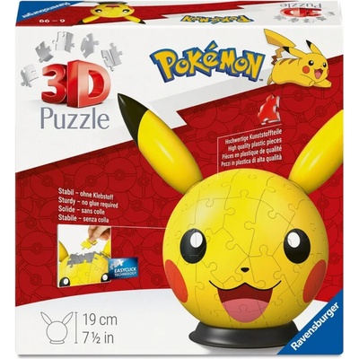 Ravensburger 3D PuzzleBall Pokémon: Pikachu s ušami - 40-99 ks