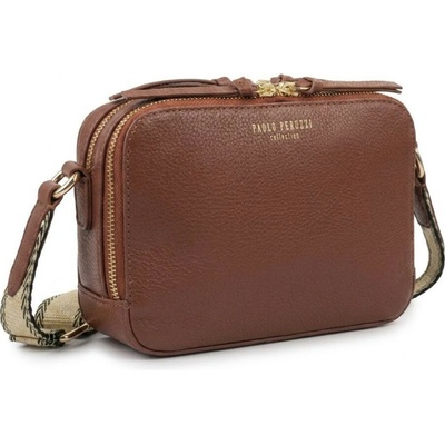 Tmavo hnedá dámska kožená crossbody kabelka Lone