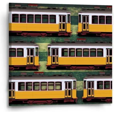 Sablio Obraz Lisabonské historické tramvaje Zelený Pattern - 50x50 cm