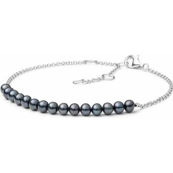 Eppi Strieborný náramok s čiernými perlami Cameo BR38273