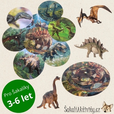 DINOSAUŘI - otočné skládačky Provedení: Komplet - hotové aktivity k okamžitému použití