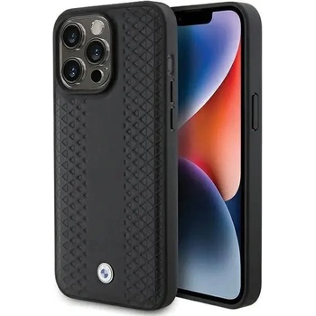 BMW Кейс BMW Leather Diamond Pattern за iPhone 15 Pro, черен (BMW000704-0)