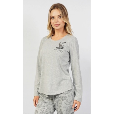 Vienetta Secret dámské pyžamo dlhé Beauty šedá