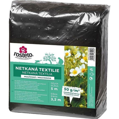 Rosteto netkaná textílie 3,2 x 5 m 50 g/m² černá