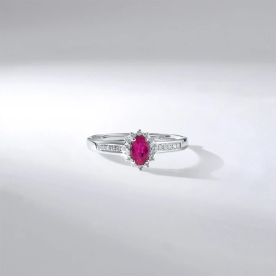 Lillian Vassago Prsten s rubínem a brilianty v bílém zlatě LLV59 DR145WRU
