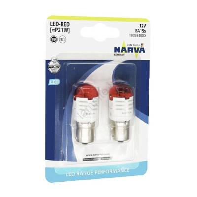 К-кт 2x LED Крушка за автомобил P21W BA15s/1, 75W/12V червен - Narva 18093RPNVAB2 (N18093)