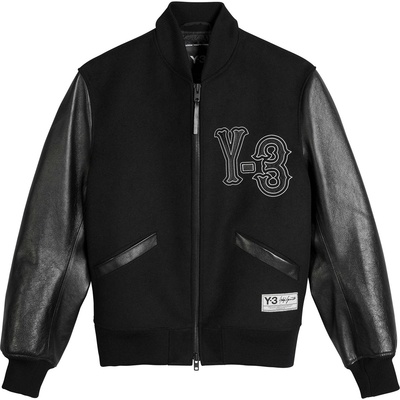 Y3 Яке Y3 Mens Leather Collegiate Jacket - Black
