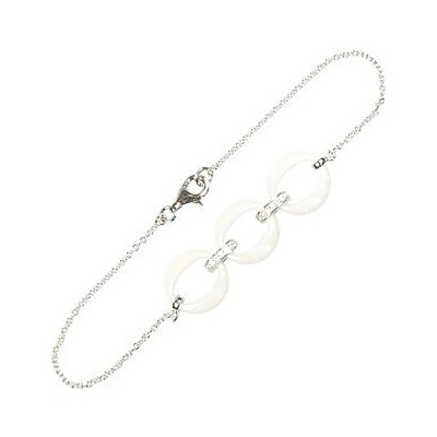 Infinitysilver stříbrný náramek s bílými keramickými oválky BC00518W