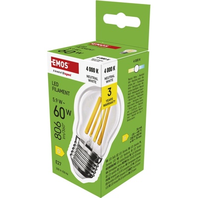 Emos LED FLM MINI GL 5,9 W 60 W 806lm E27 NW 1525743404