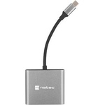 NATEC Докинг станция NATEC Fowler MINI USB-C Multiport Adapter 3 в 1, USB 3.0, HDMI 4K, USB-C PD (NMP-1607)