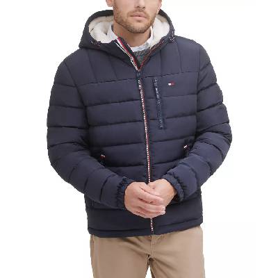 Tommy Hilfiger prošívaná zimní pánská bunda Sherpa tmavě modrá AKCE XL