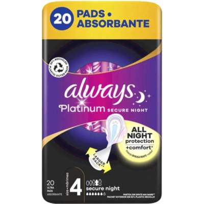Always Дамски превръзки Always Platinum - Secure Night, размер 4, 20 броя