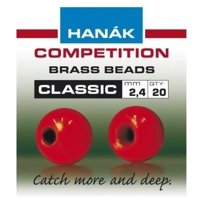 Hanák Competetion Klasické mosazné hlavičky fluo červené - 3.8mm