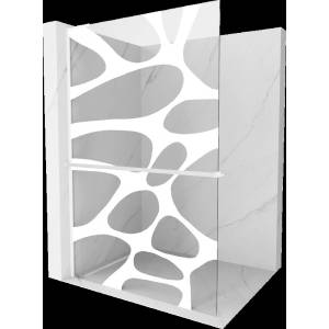 Mexen Kioto+ L душ стена с рафт Walk-in 110 x 200 см, бяла вълна, бяла - 800-110-123-20-97 (800-110-123-20-97)