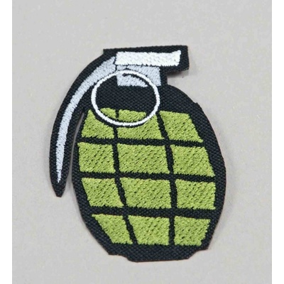 Nažehľovacia záplata - zelený ručný granát - viac farebných variantov - rozmer 6,5 cm x 3,5 cm granát - svetlo zelená - CEZ2115