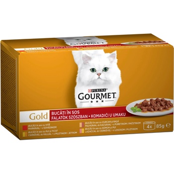 Purina Gourmet Gold мултипак хапки в сос - 0.34кг