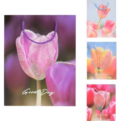 DARČEKOVÁ TAŠKA S 23*18*10CM TULIPÁNY GLITTER