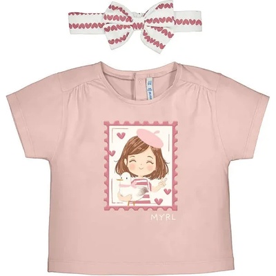 MAYORAL Тениска къс ръкав с диадема розов цвят за бебе момиче Mayoral