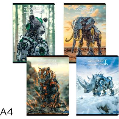 LASTVA Sešit A4 linka 52l Robot animals mix