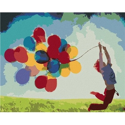 zuty Malování Podle Čísel Dítě A Barevné Balonky 40 x 50 Cm Plátno Rám