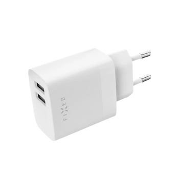 FIXED Фиксирано зарядно устройство, 2*usb-a изход, 17w + usb/usb-c кабел, бяло (fixc17n-2uc-wh)