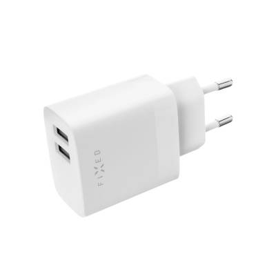 FIXED Фиксирано зарядно устройство, 2*usb-a изход, 17w + usb/usb-c кабел, бяло (fixc17n-2uc-wh)