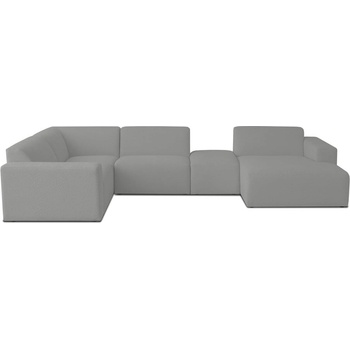 Scandic Сив ъглов диван от букле ("U" форма) Roxy - Scandic (U corner with small pouf right CM 3 grey)