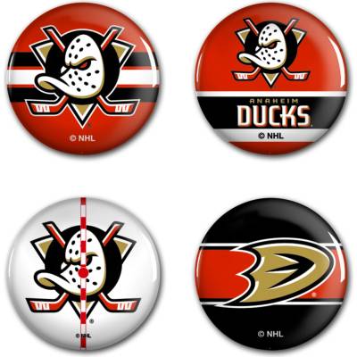 Wincraft sada placek Anaheim Ducks NHL button 4 ks
