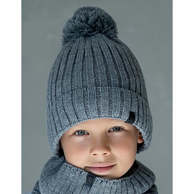 All for kids zimní čepice s bambulí šedá