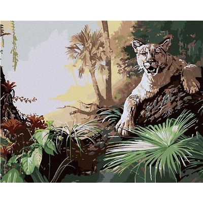 zuty Malování Podle Čísel Panter Ležící Na Kmenu A Džungle D. Rusty Rust 40 x 50 Cm Plátno Rám