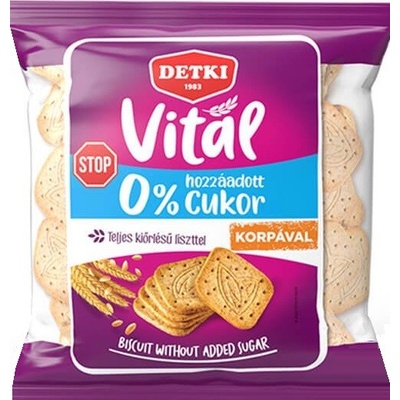 Detki Vital cukor STOP Celozrnné sušenky bez cukru s otrubami 180 g