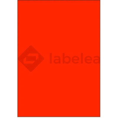 Labelea Samolepiace etikety 210x297 mm signálne farebné papierové, na hárku A4, pre laserovú tlač, Farba etikiet Signálna červená, Počet hárkov v balení 100 EPY210297SR001S