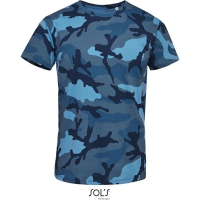 Sol's Kamuflážové triko ve slim-fit střihu ze kamufláž L133 modrá