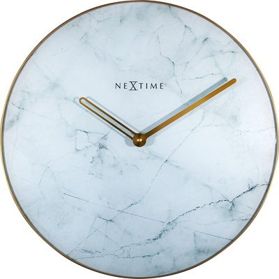 NeXtime Стенен часовник Marble със златен обков бял (8189WI)